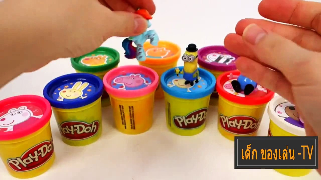 Doh เล่นหมูกระป๋องแปลกใจไข่รถยนต์สมุน MLP เฮลโลคิตตี้โทมัส Minecraft Shopkins