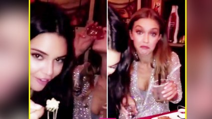 Gigi Hadid Taking Shots Of Alcohol After VS Fashion Show