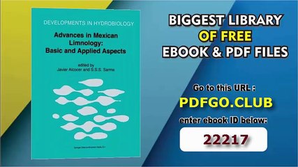 Advances in Mexican Limnology_ Basic and Applied Aspects (Developments in Hydrobiology)