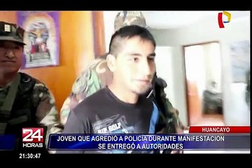 Huancayo: joven que agredió a policía se entregó a autoridades