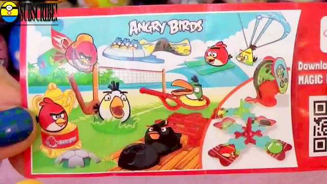 3 oeuf surprise kinder joy angry birds, minions playdoh pâte à modeler киндер яйц Миньоны بيض كندر