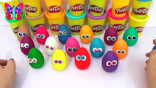 15 huevos de plastilina play doh en español con juguetes sorpresa para niños aprendiendo los colores