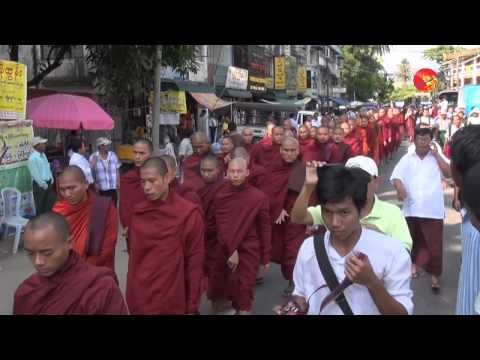 Yangoon Monks Stage Protest on 12.12.12.