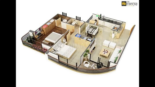 3D Floor plan Home Villa Hotel Rendering