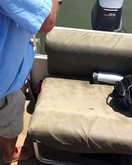 Un homme bouge sa canne à pêche dans l’eau jusqu’à l’arrivée d’un énorme crocodile