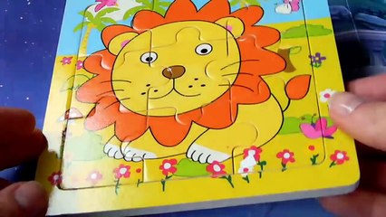 Toys for kids. Mini puzzle with lion. Video for children