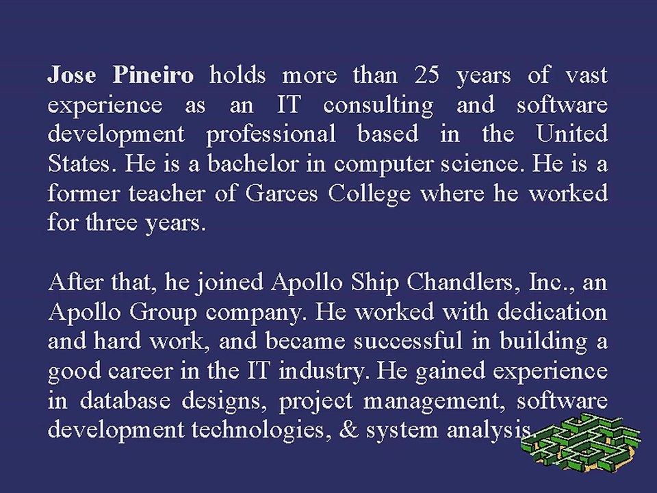 Jose Pineiro is Skilled in IT Consulting and Software Development