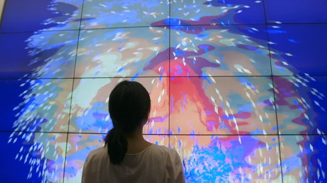 This interactive office lobby changes shapes as people walk by