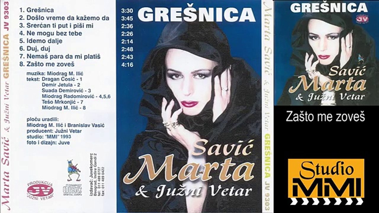 Marta Savic i Juzni Vetar - Zasto me zoves (Audio 1993)