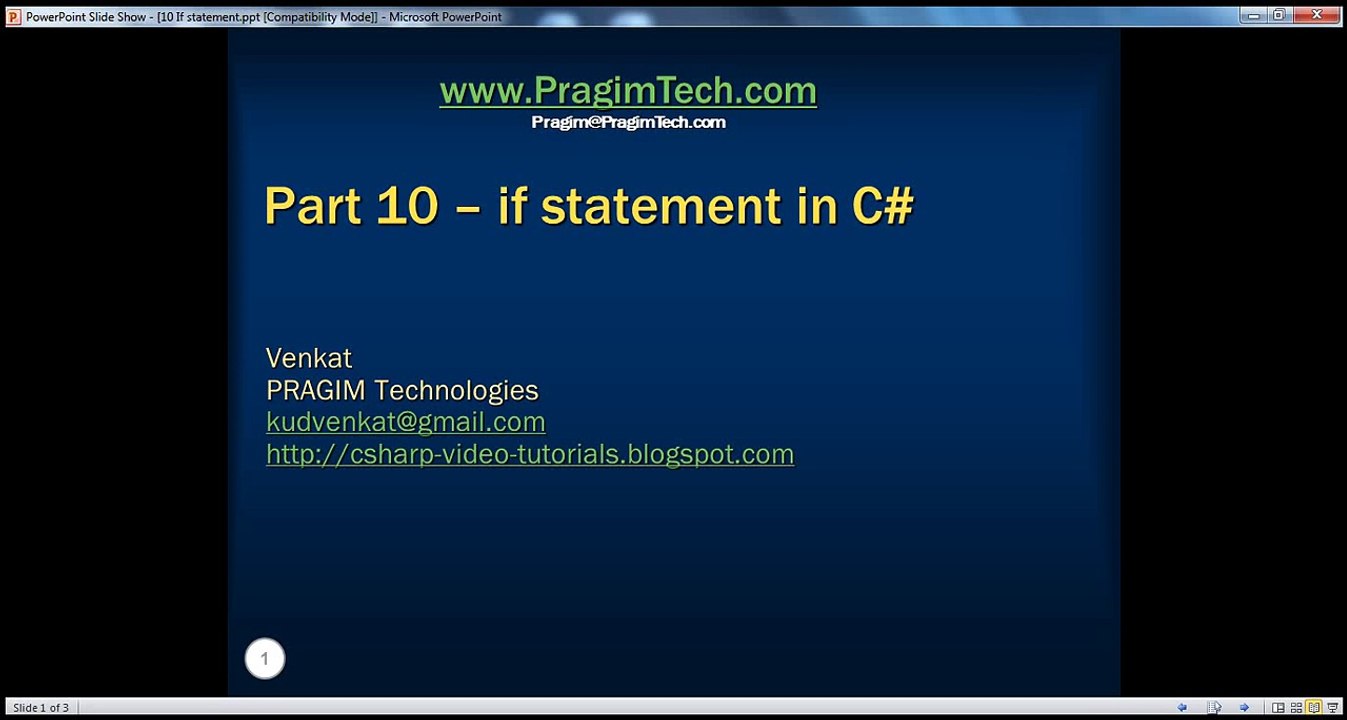 Part 10 - C# Tutorial - If statement in C#