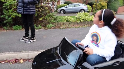 Bad Kids Driving Power Wheels Ride On Car