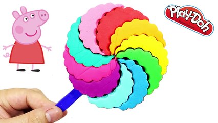 play doh rainbow - guide make a rainbow ice cream lollipop with peppa pig español toys