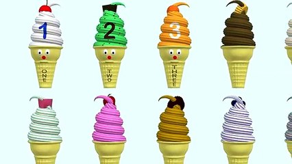 Ice Cream Cones Teach Numbers 1 to 10 - Counting Song, 123 Nursery Rhyme