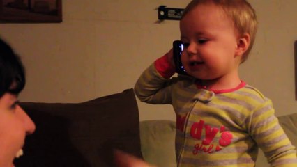 Adorable Baby Talks to Dad on Phone - Very Funny