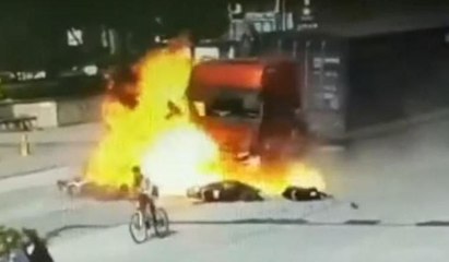 Kontrolden çıkan TIR ortalığı savaş alanına çevirdi.