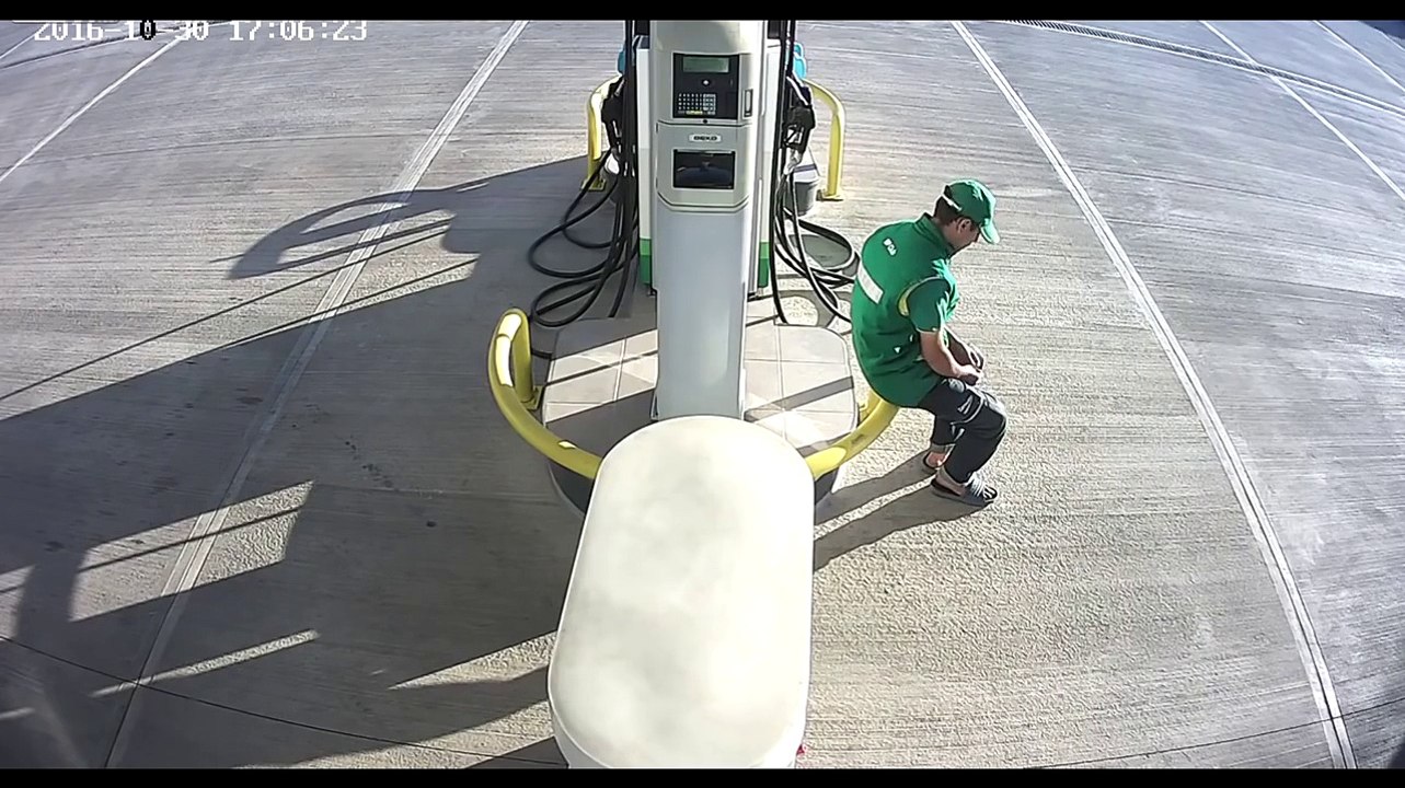 Drunk Driver Crashing into Gas Station