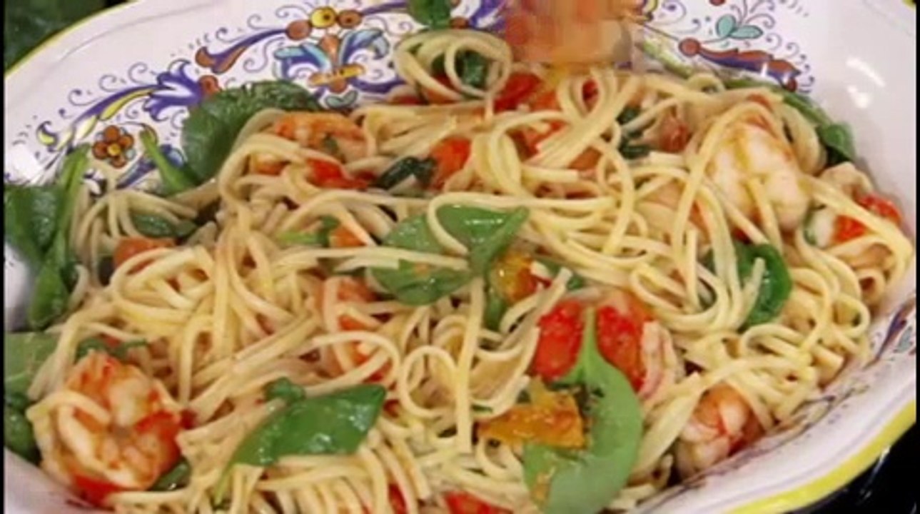 Linguine mit Garnelen und geschmorten Tomaten