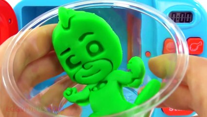 PJ Masks Play Doh Surprises Gekko Catboy Owlette Microwave Pretend Play Cooking Learning Colors
