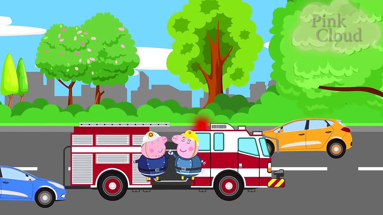 Peppa Pig Sam le Pompier incendie a eclate. Swinka Peppa Strazak Sam, Peppa Wutz Feuerwehr