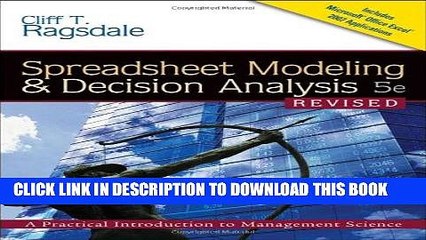 [PDF] Epub Spreadsheet Modeling   Decision Analysis: A Practical Introduction to Management