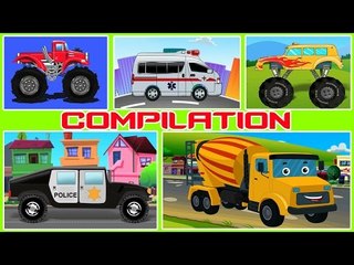 cement mixer truck | construction vehicle | kids video | learn transport