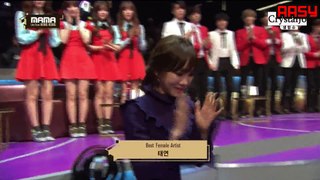 161202 [Vietsub] Taeyeon - Best Female Artist @ MAMA 2016