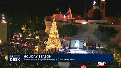 Palestinians light Bethlehem's Christmas Tree