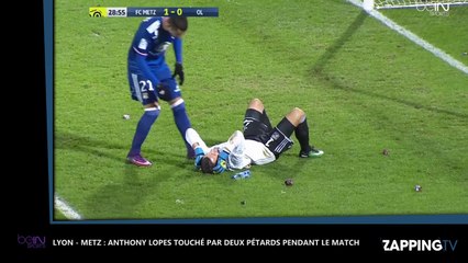 Metz-Lyon : le match arrêté après qu'Anthony Lopes ait été touché par deux pétards (vidéo)