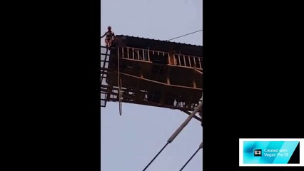 Il oublie d'accrocher le câble lors d'un saut à l'élastique