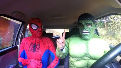Spiderman and Hulk dancing in the car, Superhero in the Real Life Movie Compilations