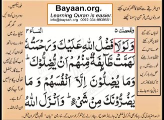 Quran in urdu Surah aAL Nissa 004 Ayat 113A Learn Quran translation in Urdu Easy Quran Learning