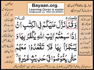 Quran in urdu Surah AL Nissa 004 Ayat 140A Learn Quran translation in Urdu Easy Quran Learning