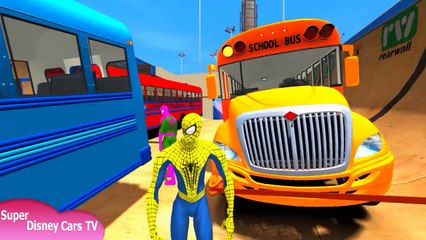 COLORS SPIDERMAN Wheels On The Bus & School Bus Colors & Nursery Rhymes for Children