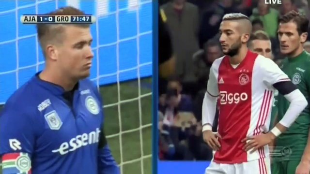Hakim Ziyech Penalty Goal - AFC Ajax - FC Groningen 2-0 04-12-2016 (HD)