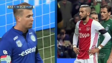 Hakim Ziyech  Penalty Goal  - AFC Ajax - FC Groningen  2-0  04-12-2016 (HD)