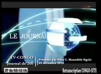 Journal de 20h TVCongo du samedi 03 décembre 2016 -By Congo-Site