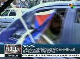 Colombianos rinden tributo a Fidel Castro con caravana de vehículos
