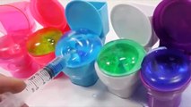 Combine Freeze Slime Ice Cream Learn Colors Toilet Poop Glitter Powder Glue Slime Water Balloons