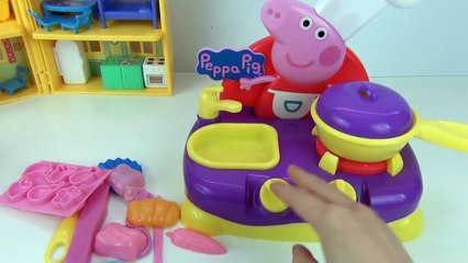 Peppa Pig Toy Play Doh Cooking in the Kitchen with Kids Nursery Rhyme Songs Sing Along Kitchen