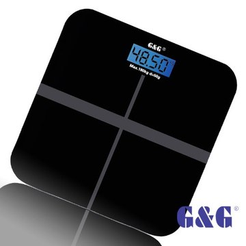 G&G A6 180kg DESIGN Digitalwaage Personenwaage AAA Batteriebetrieb GLAS Scale (Schwarz-Kreuz)