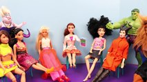 Barbie Doll Anger Management Day 1 With Disney Frozen Hans, Jasmine, Ursula & Hulk DisneyCarToys