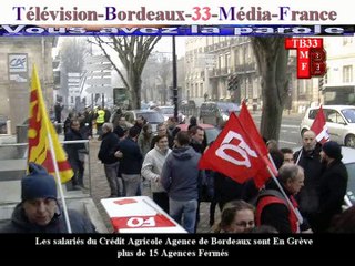 Télévision-Bordeaux-33-Média-France la réorganisation du crédit Agricole ont mis les salarié.e.s en Grève