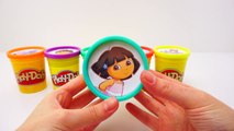 Dora the Explorer Surprise Play-Doh Cans Surprise Eggs, Moshi Monsters Rabbids Super Wings