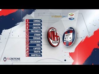 Le formazioni ufficiali di #MilanCrotone e la video formazione rossoblù