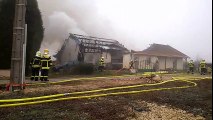 Une maison complètement détruite par les flammes à Flirey (54)