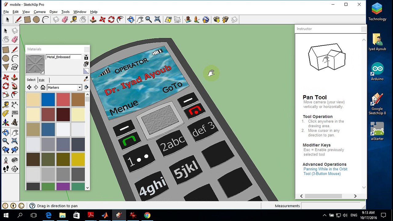 Mobile phone drawing using sketchup