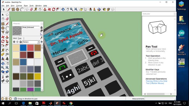 Mobile phone drawing using sketchup