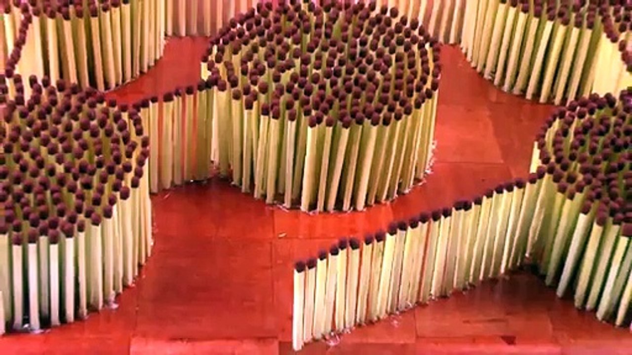 He Sets Up Matches In A Design. Now Watch What...