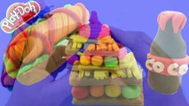 Peppa Pig stop motion! - Play doh create hot dog and hamburger playdoh frozen Toys