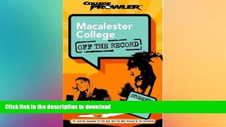 Pre Order Macalester College: Off the Record (College Prowler) (College Prowler: Macalester